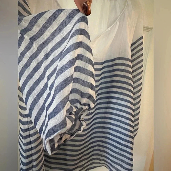 Lifestyle Attitude sheer blue and white striped blouse - Picture 6 of 8